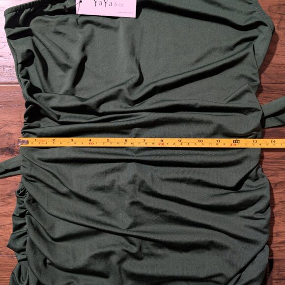 New YaYa&Co one shoulder ruched dress green size medium - Picture 8 of 16